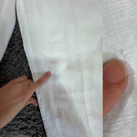 Liz Claiborne white Linen & cotton mid rise straight leg classic pants women’s L - Picture 4 of 17
